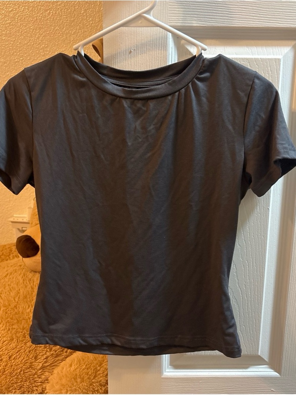 Classic Short-Sleeve Women's Top in Charcoal Gray